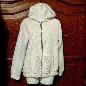 Fuzzy zip front hoody jacket